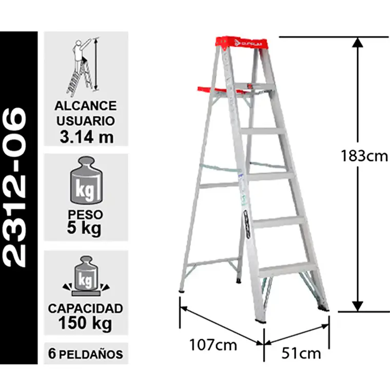 Esc. Aluminio Tijera 1.83m 2