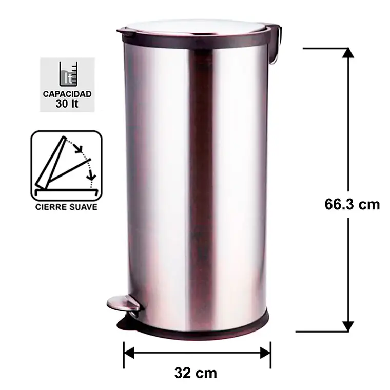 Basurero Acero Inox Soin 30l 2