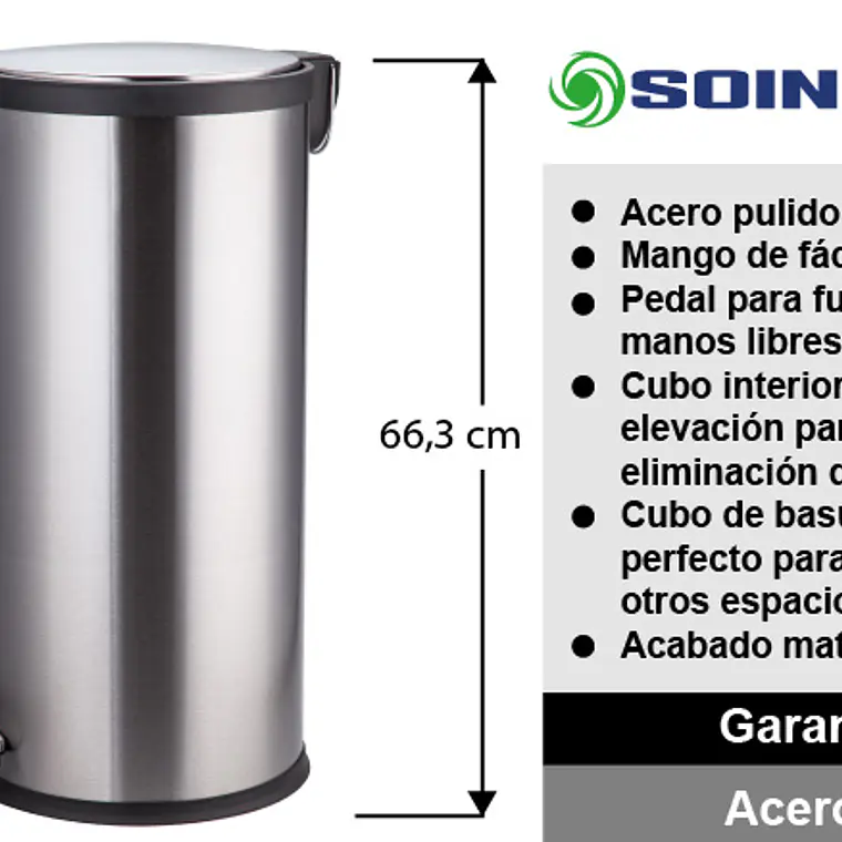 Basurero Acero Inox Soin 30l 4