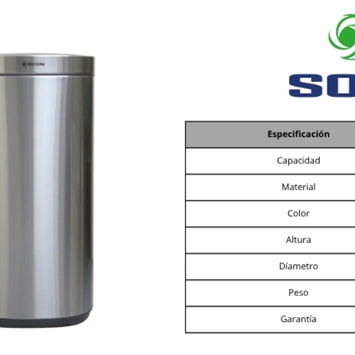 Basurero Acero Inox Soin 40l Smart 8