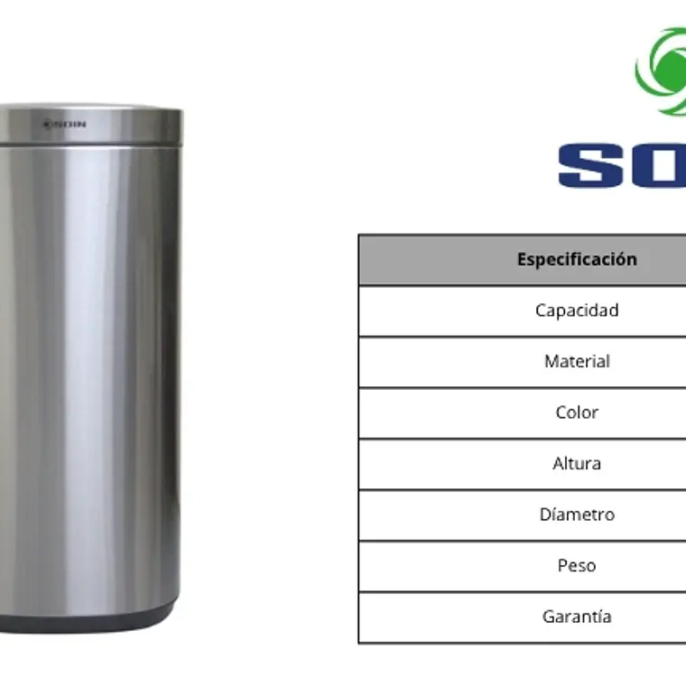 Basurero Acero Inox Soin 40l Smart 8