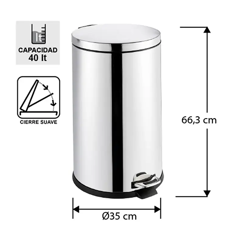 Basurero Acero Inox Soin 40l 2