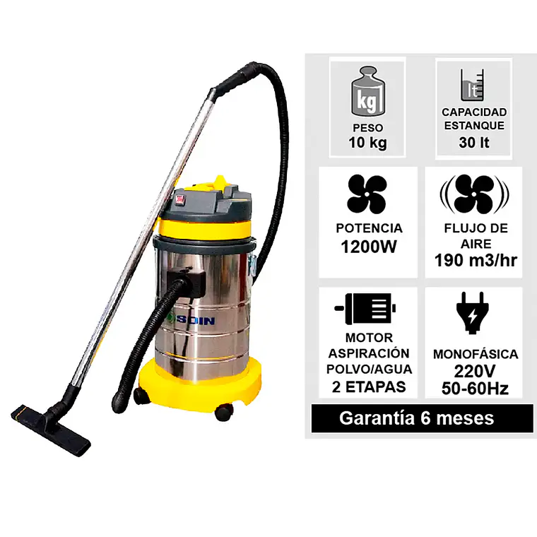 Aspiradora Polvo/agua 30l Soin 6