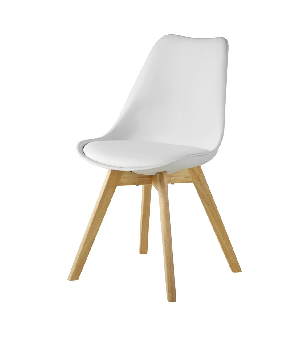 SILLAS MADERA ECOCUERO BLANCAS