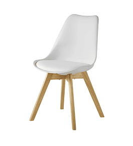 SILLAS MADERA ECOCUERO BLANCAS