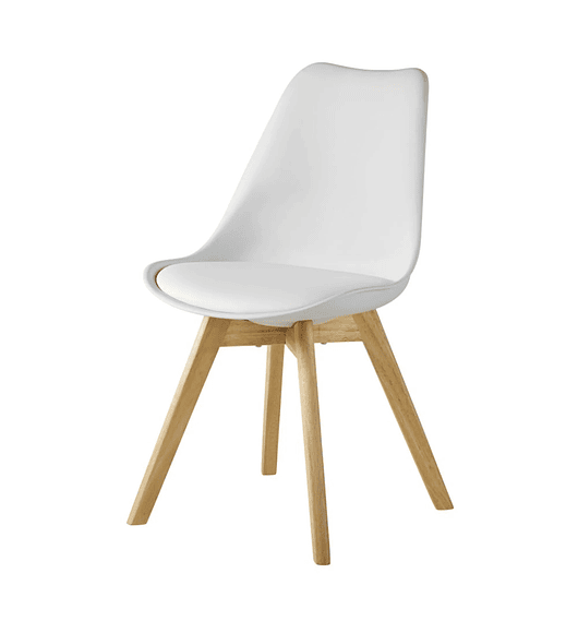 SILLAS MADERA ECOCUERO BLANCAS