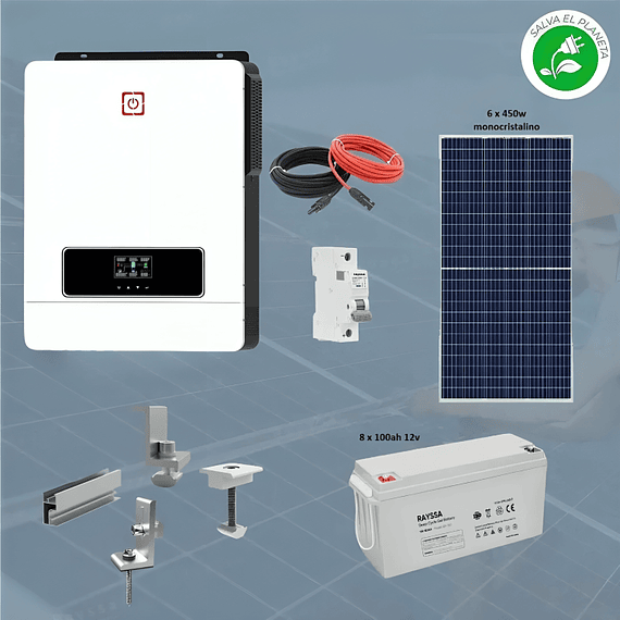 kit 2 solar hibrido alta eficiencia 8200W