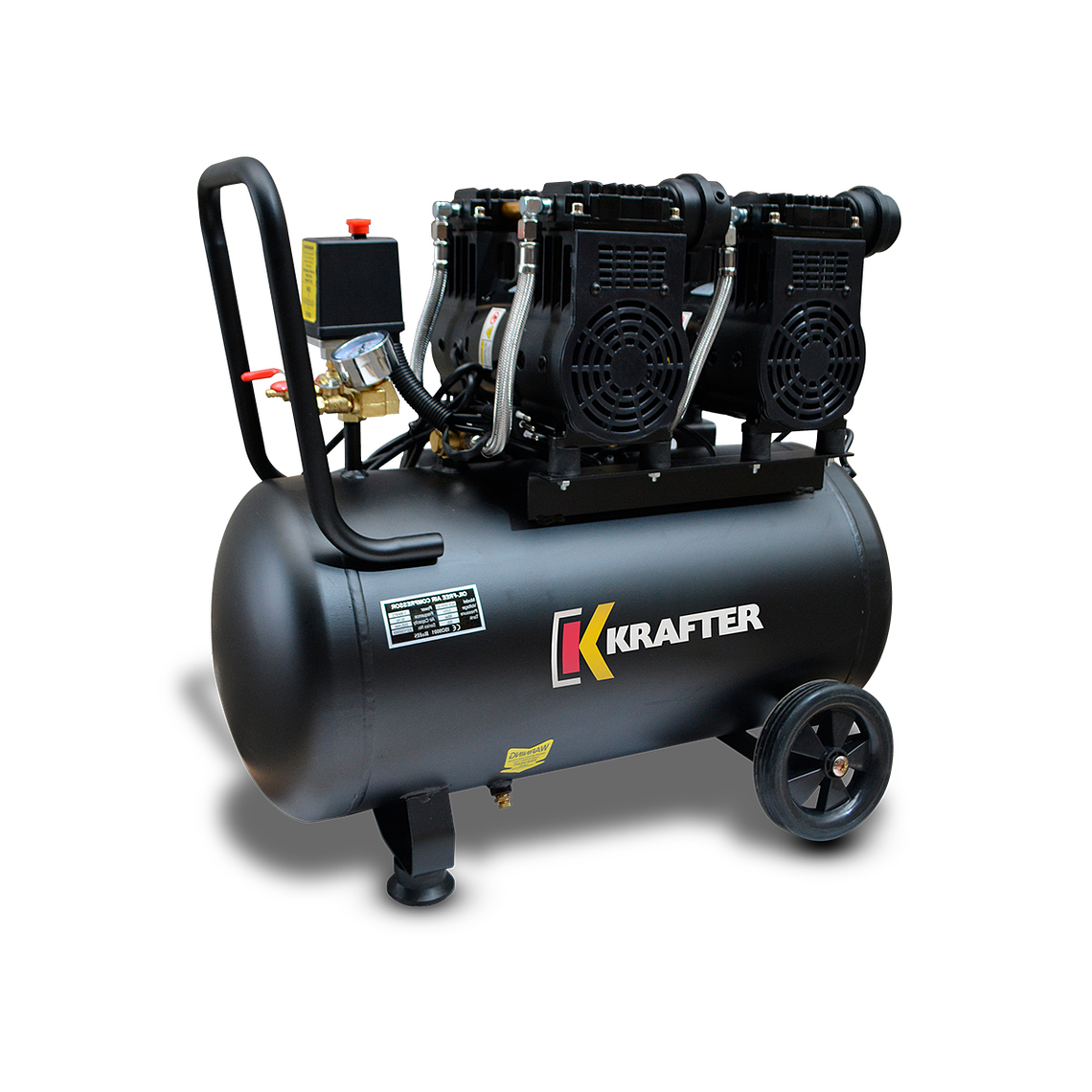 Compresor KRAFTER Libre de Aceite 50L 1