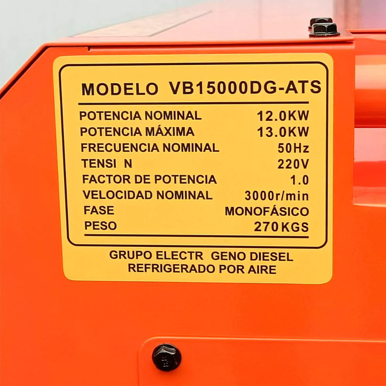 Generador 15Kva a diesel insonorizado monofasico van Beek 8