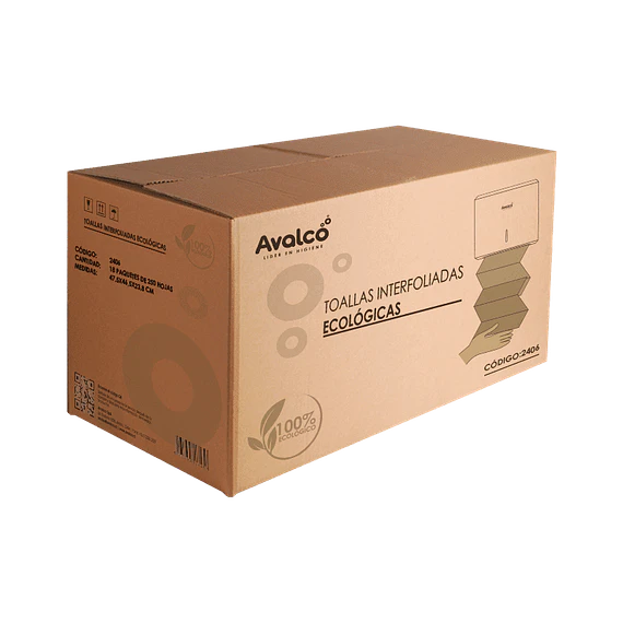 Papel Toalla Interfoliada  Ecológico Caja 18 paquetes x 250 hojas