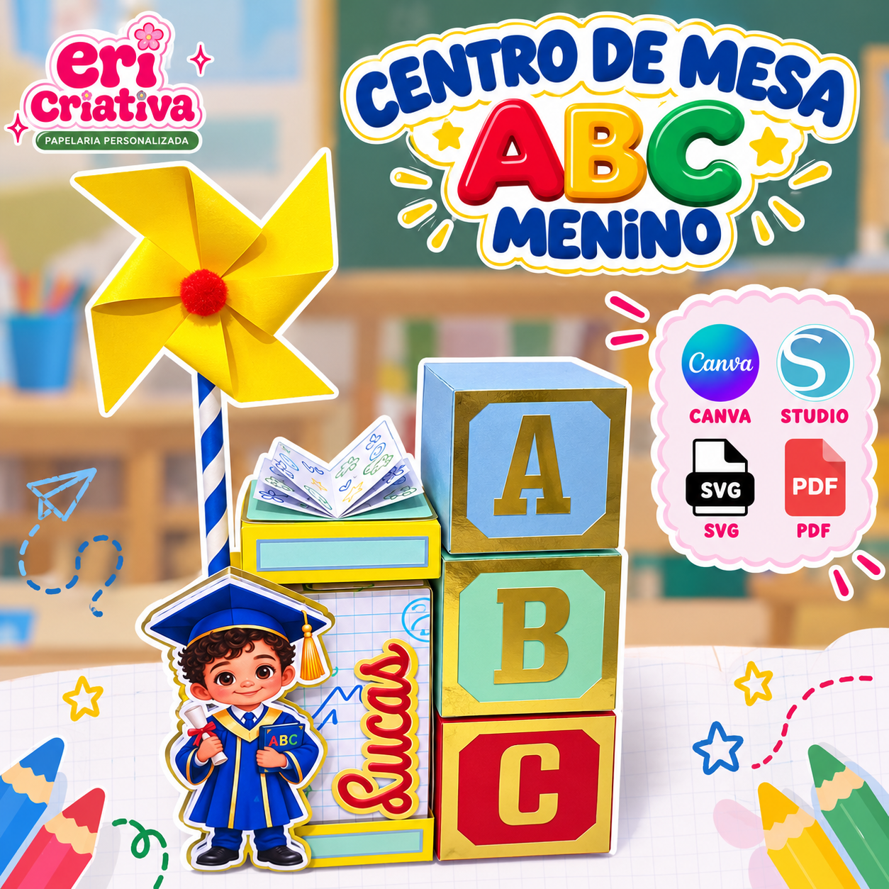CENTRO DE MESA ABC MENINO - ARQUIVO DIGITAL
