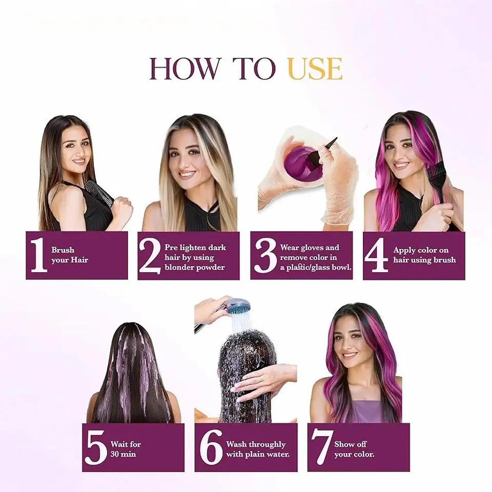 Tintura fantasía Semi Permanent Hair Color french plum 120g 6