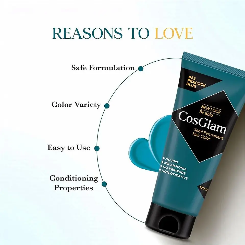 Tintura fantasía Semi Permanent Hair Color peacock blue 120g 4