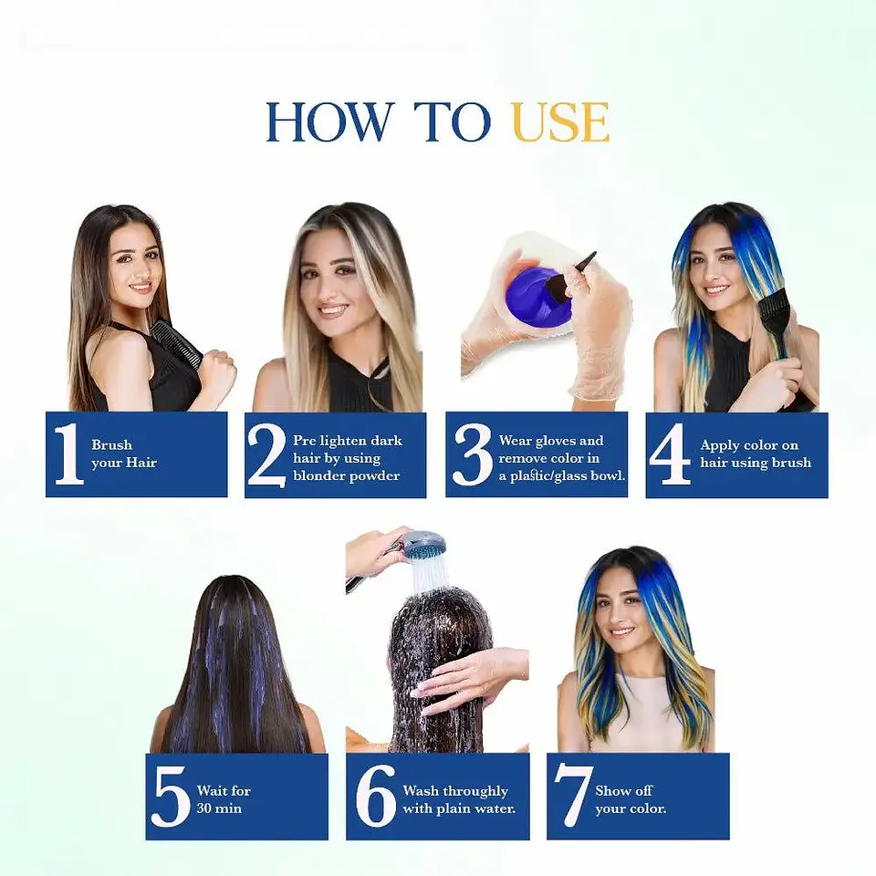 Tintura fantasía Semi Permanent Hair Color wonder blue 120g 6