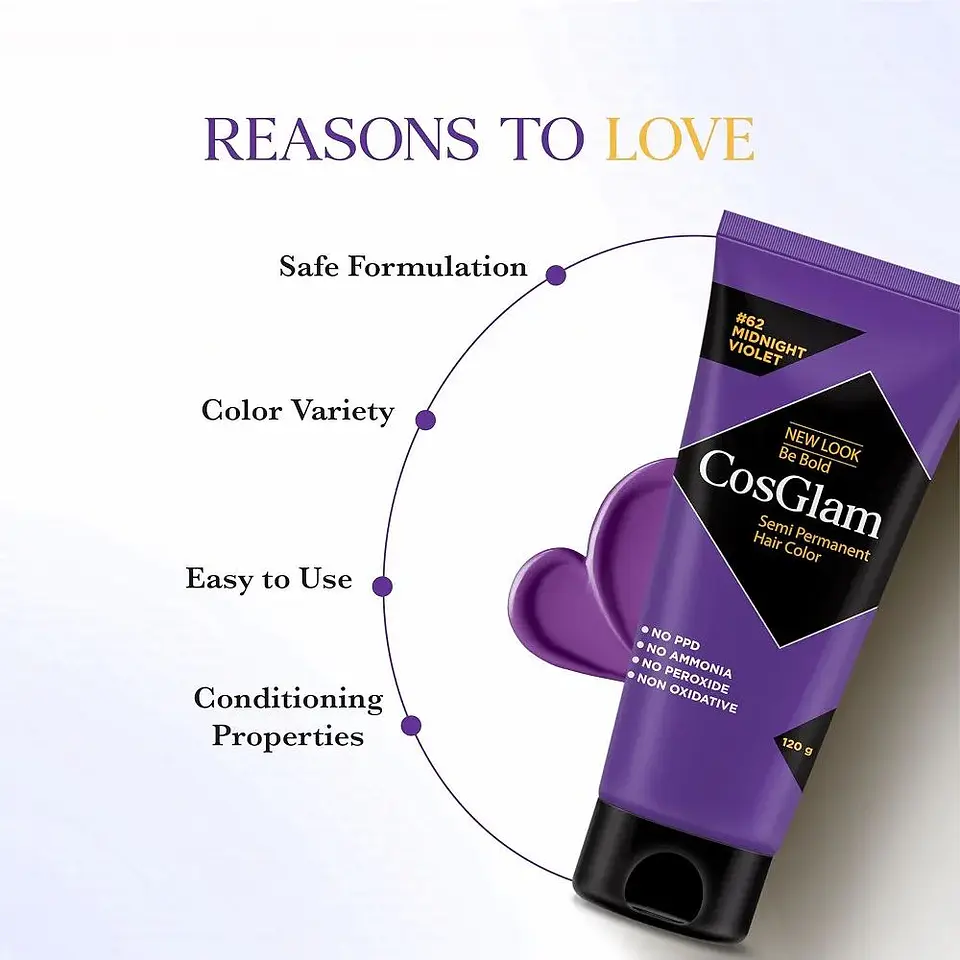 Tintura fantasía Semi Permanent Hair Color midnight violet 120g 6