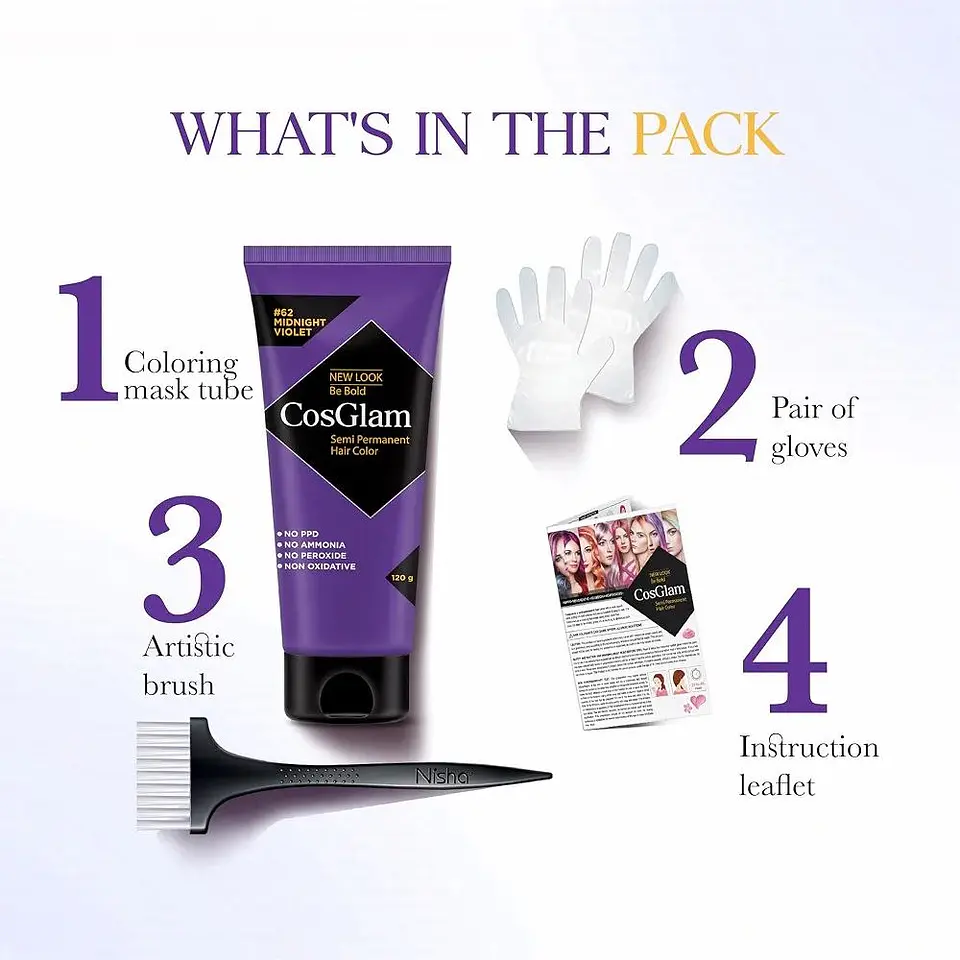 Tintura fantasía Semi Permanent Hair Color midnight violet 120g 3