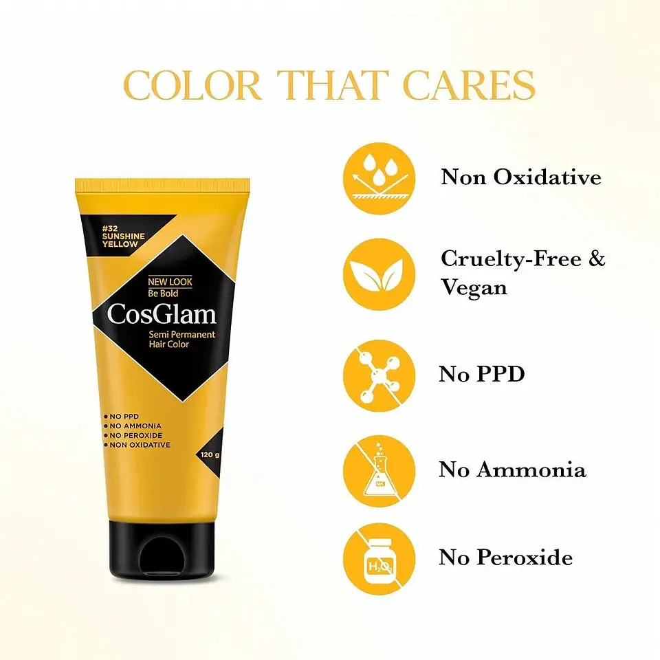 Tintura fantasía Semi Permanent Hair Color sunshine yellow 120g 3