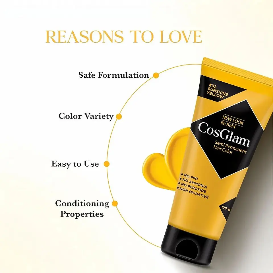 Tintura fantasía Semi Permanent Hair Color sunshine yellow 120g 2