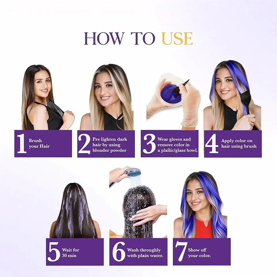 Tintura fantasía Semi Permanent Hair Color purple blue 120g 6