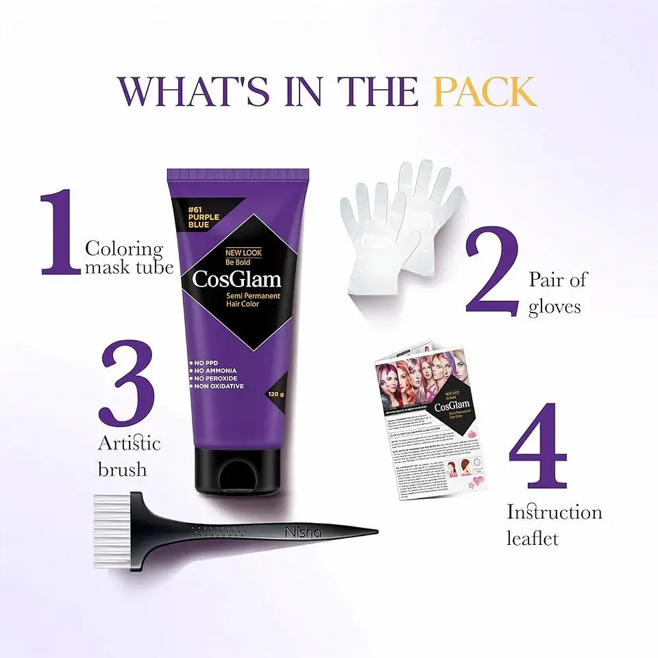 Tintura fantasía Semi Permanent Hair Color purple blue 120g 4