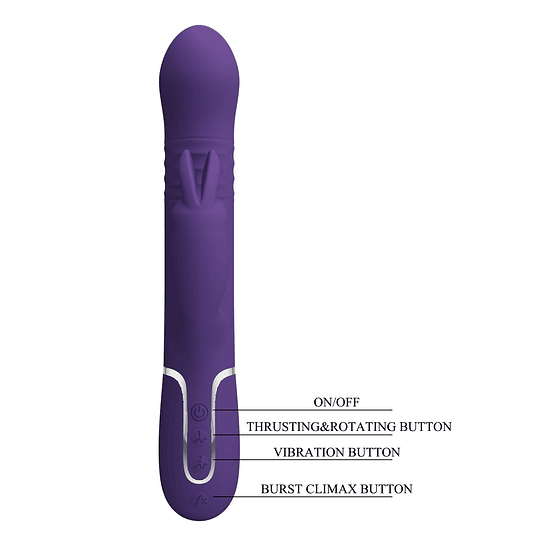 Vibrador Conejo con Empuje y Perlas Vibratorias Giratorias