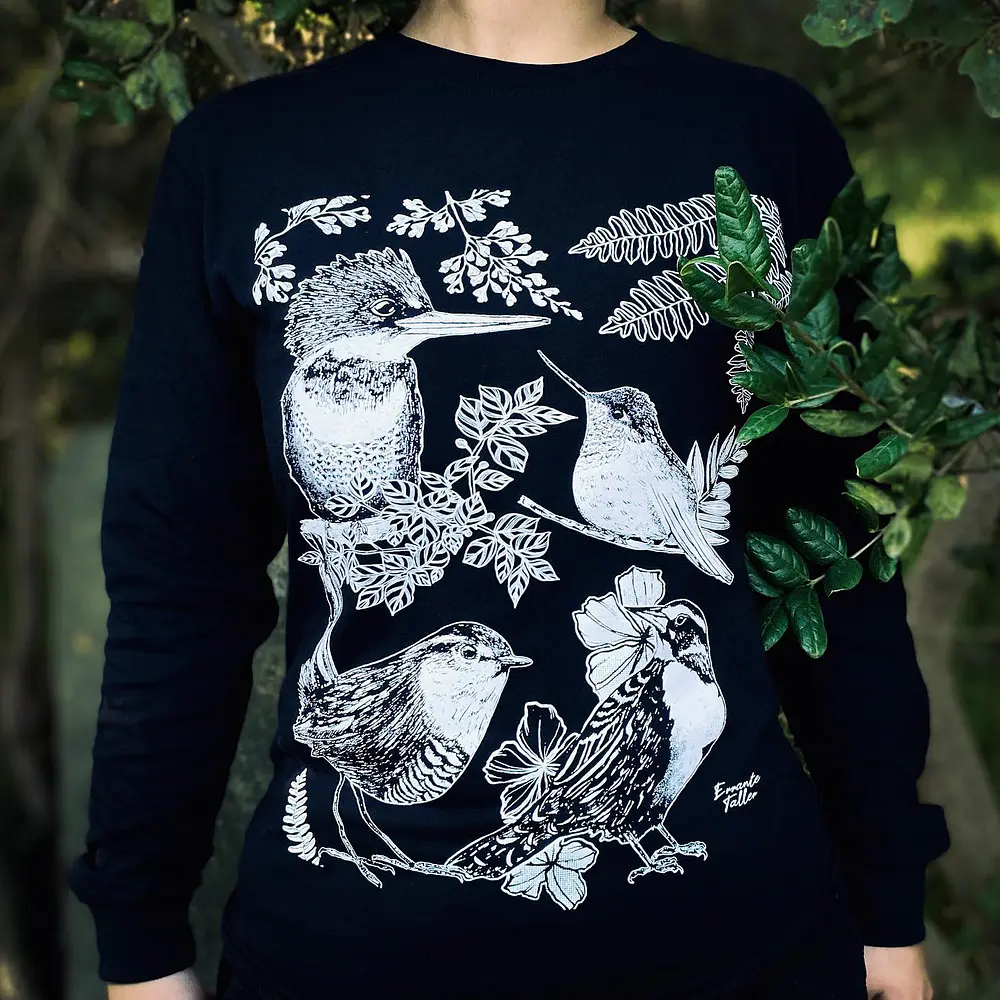 Polera Manga Larga Algodón  - Diseño Flores Nativas