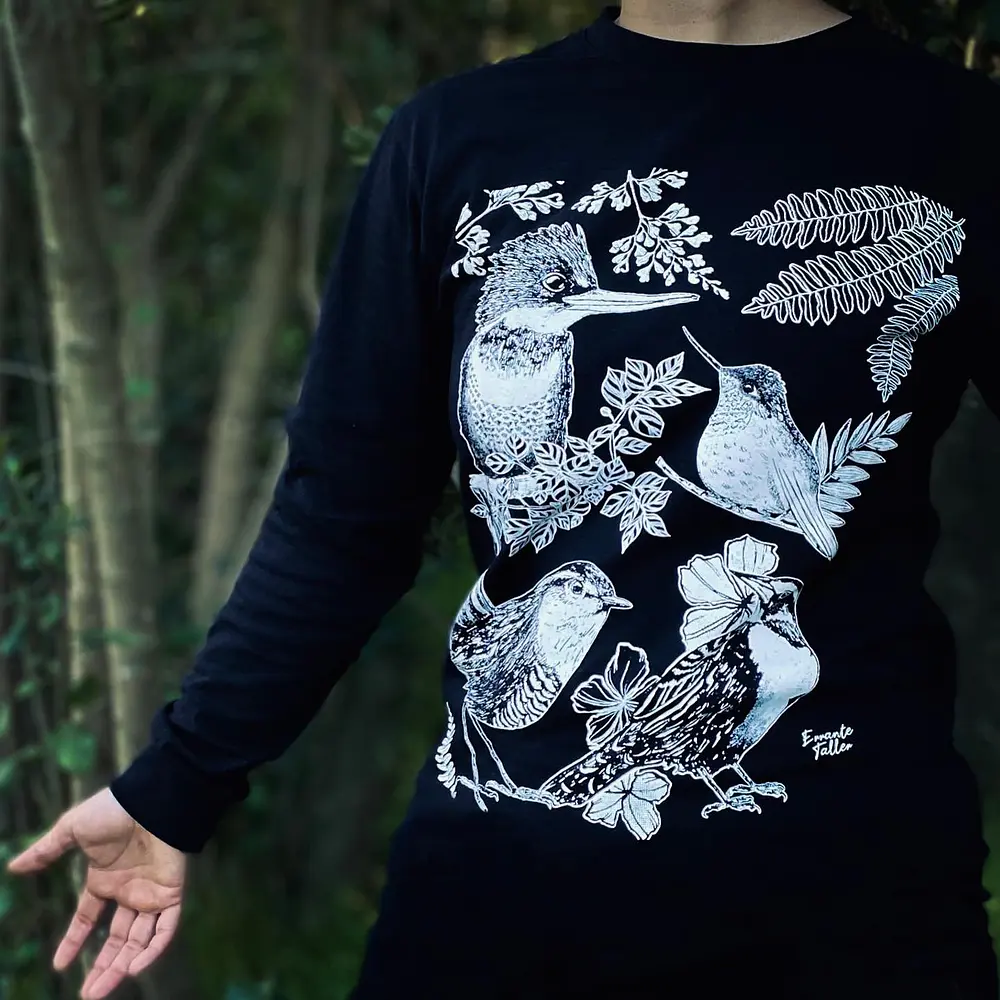 Polera Manga Larga Algodón  - Diseño Flores Nativas