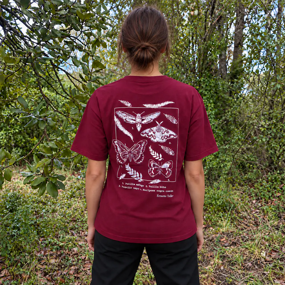 Polera Mariposas Espalda Burdeo