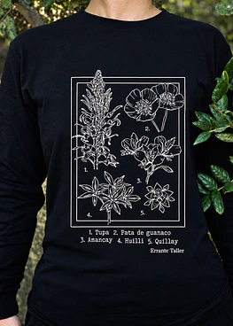 Polera Manga Larga Algodón  - Diseño Flores Nativas