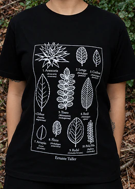 Polera diseño Hojas Nativas  II - Errante Taller