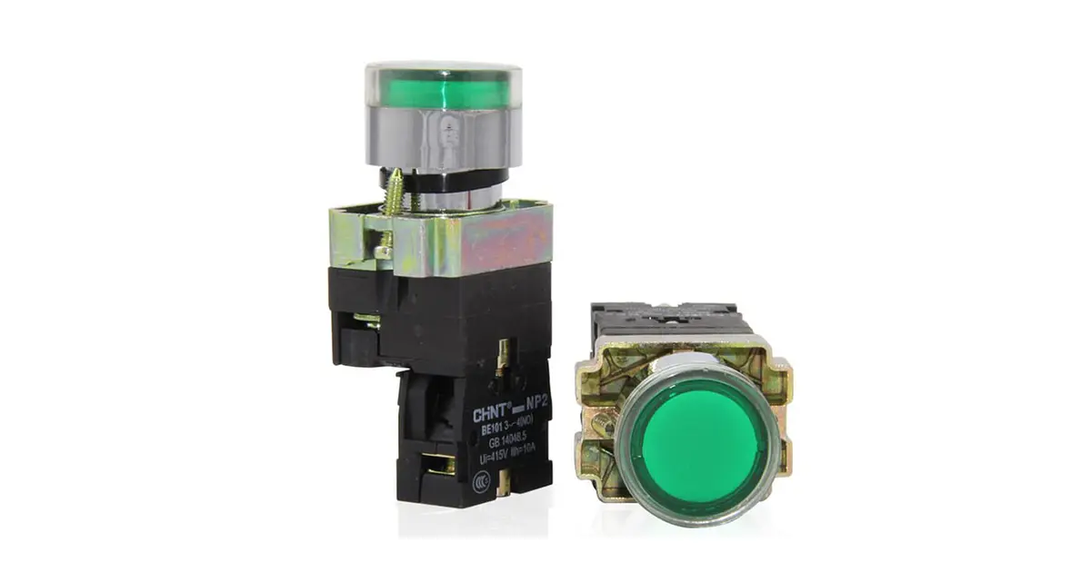 Serie 35 - Pulsador Panel con Enclavamiento - 1NA - LED Verde 1,7 V