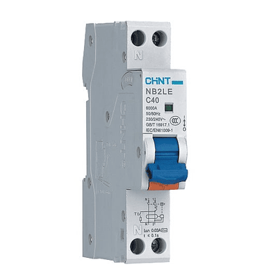 Interruptor RCBO 1P+N 40A curva B +diferencial 30mA tipo A, NB2LE