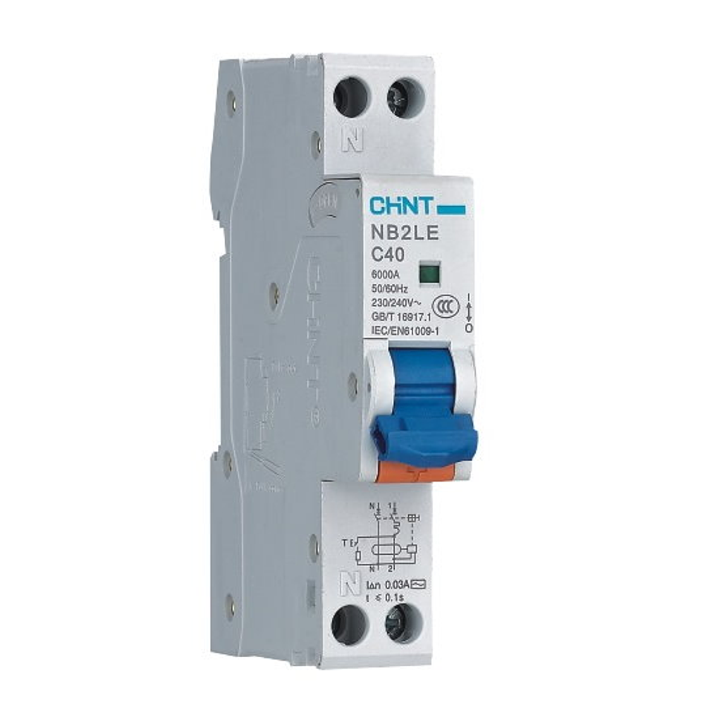 Interruptor RCBO 1P+N 6A curva B +diferencial 30mA tipo A, NB2LE