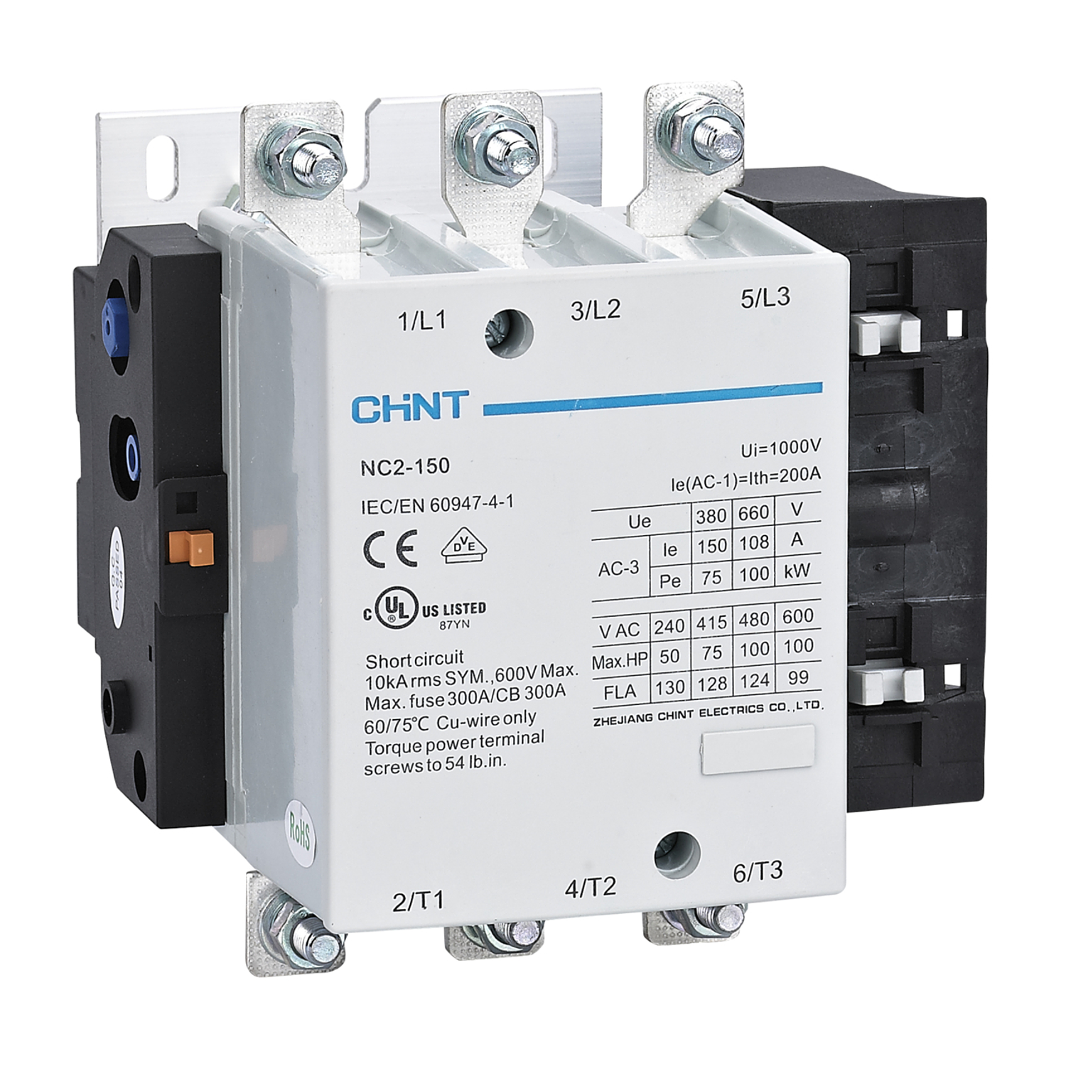 Contactor NC2, 150A 3P, 75KW, control 220 Vac 1