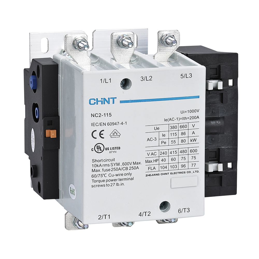 Contactor NC2, 115A 3P, 55KW, control 220 Vac