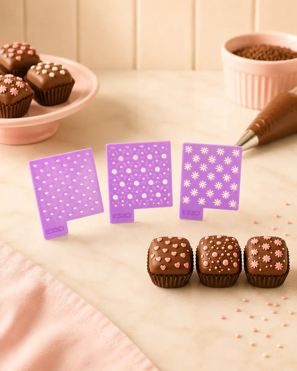 Kit Mini Stencils para Brigadeiros — 3 modelos 1