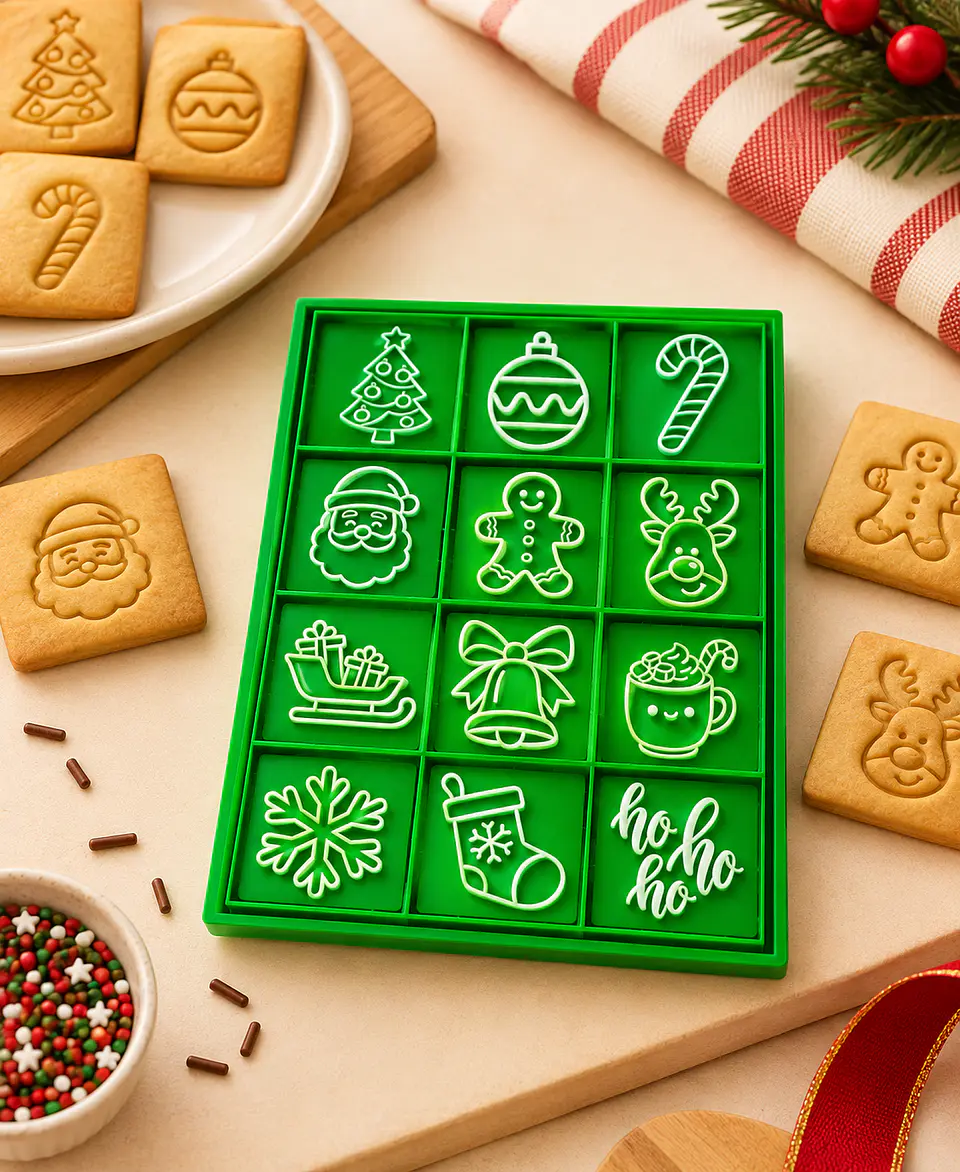 Cortador Biscoitos Natal Quadrado 12 cavidades 1