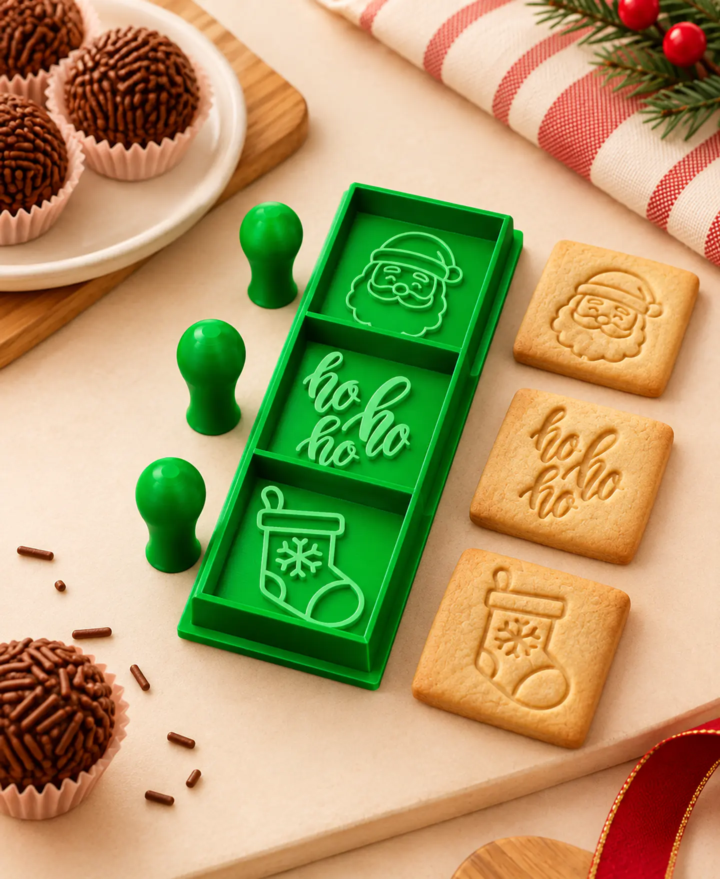 Cortador Biscoito Natal Quadrado 3 cavidades  1