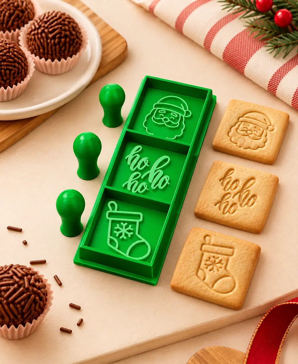 Cortador Biscoito Natal Quadrado 3 cavidades  1