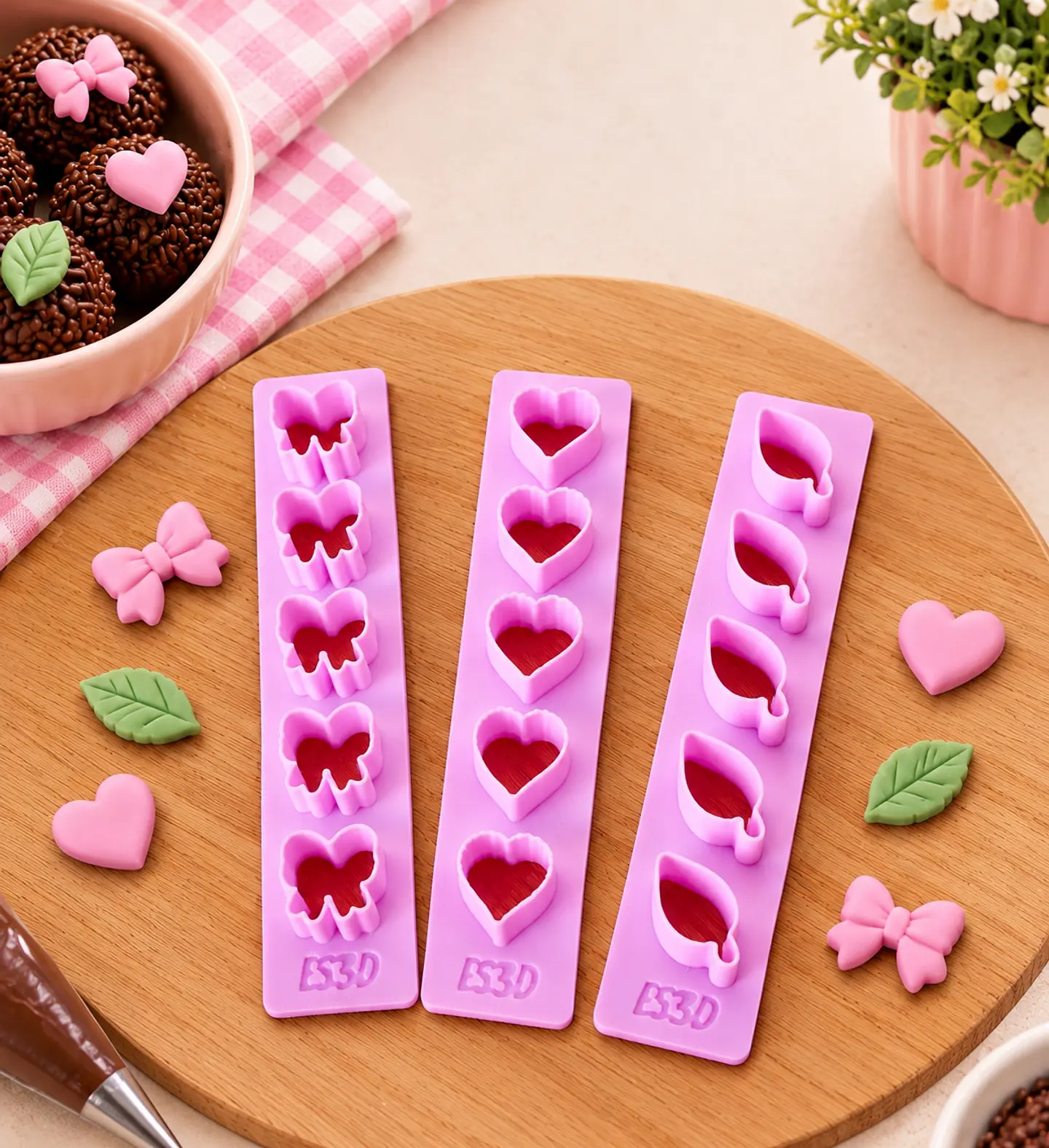 Kit réguas cortadoras aplique de brigadeiro - 3 peças 1