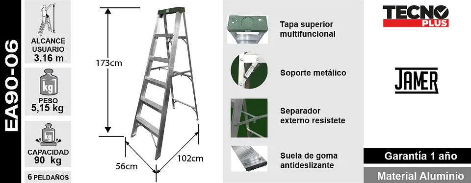 Esc. Aluminio Tijera 6 Peld 6