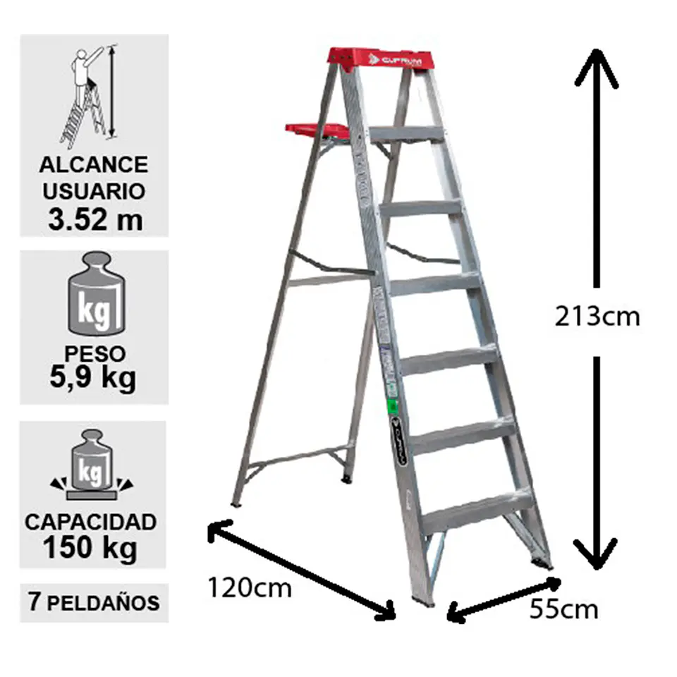 Esc. Aluminio Tijera 2.13m 2