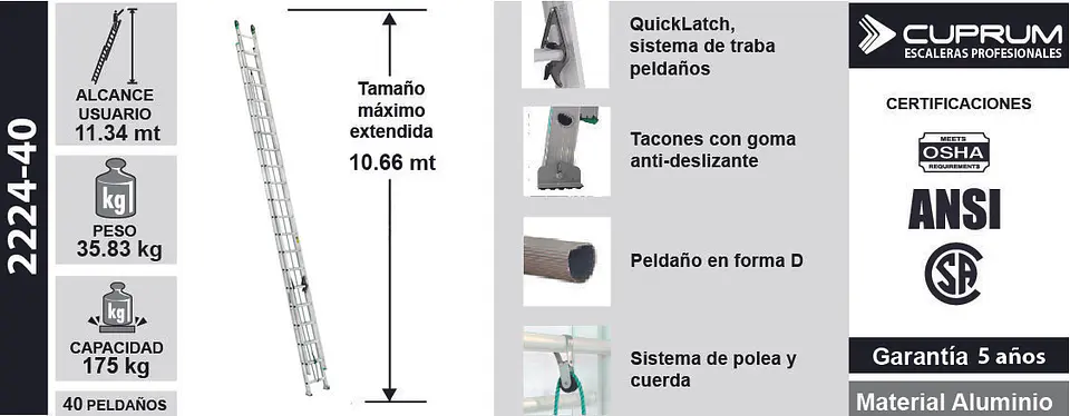 Esc. Aluminio Telesc. 10.66m 4