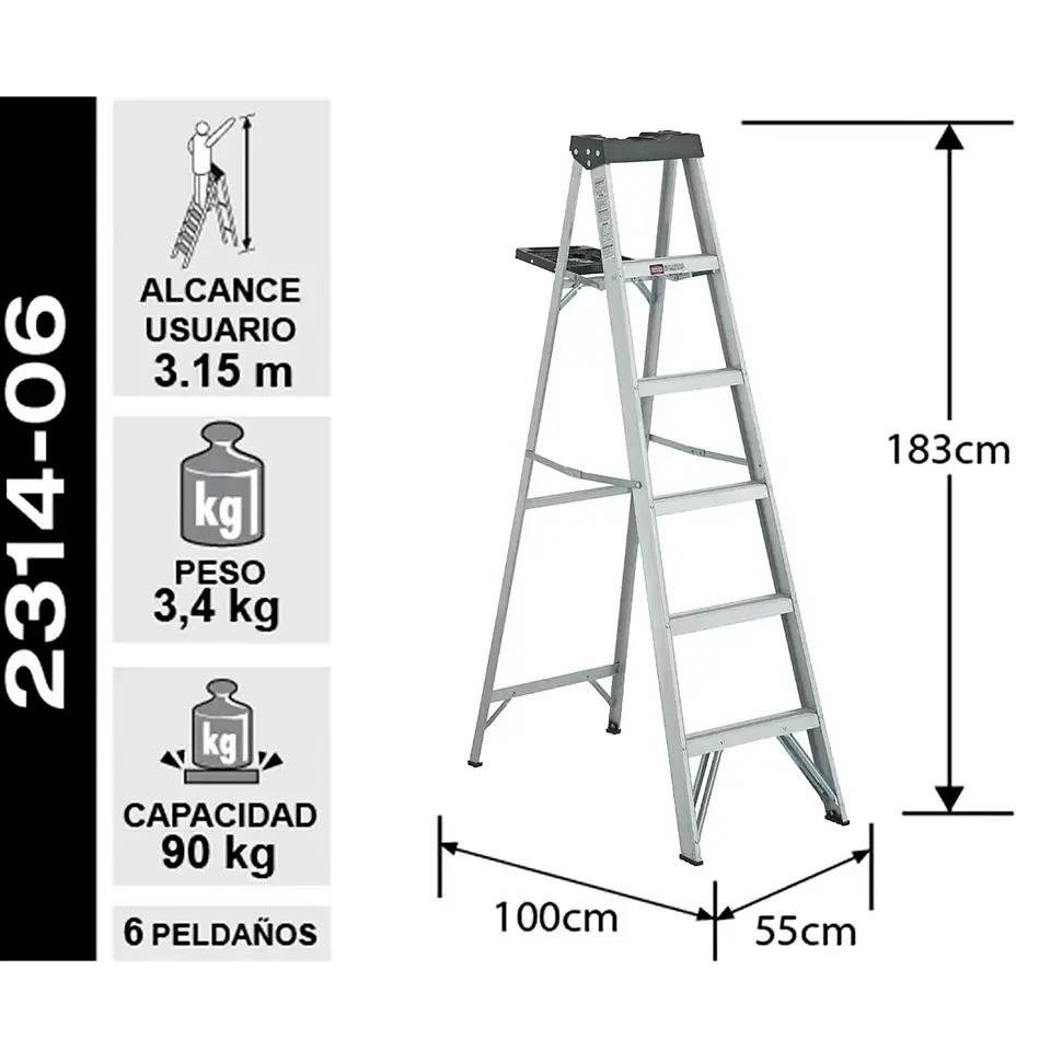Esc. Aluminio Tijera 1.83m 2