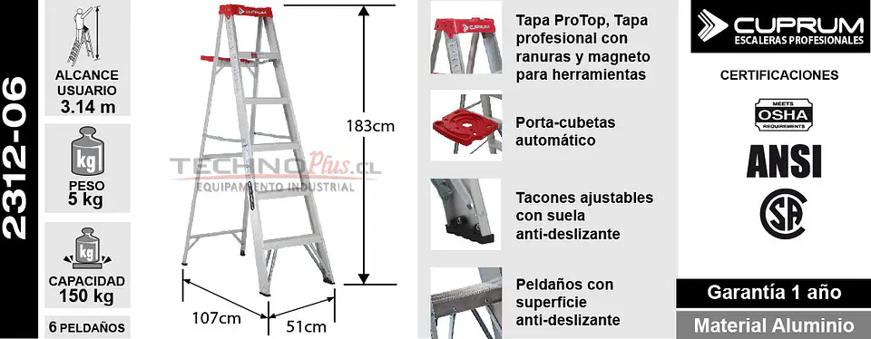 Esc. Aluminio Tijera 1.83m 8