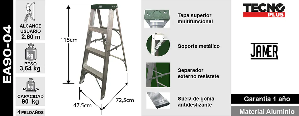 Esc. Aluminio Tijera 4 Peld 6