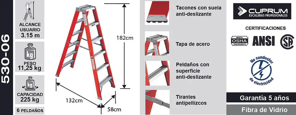 Esc. F. Vidrio Tijera Doble Acceso 1.82m 4