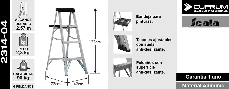 Esc. Aluminio Tijera 1.22m 3