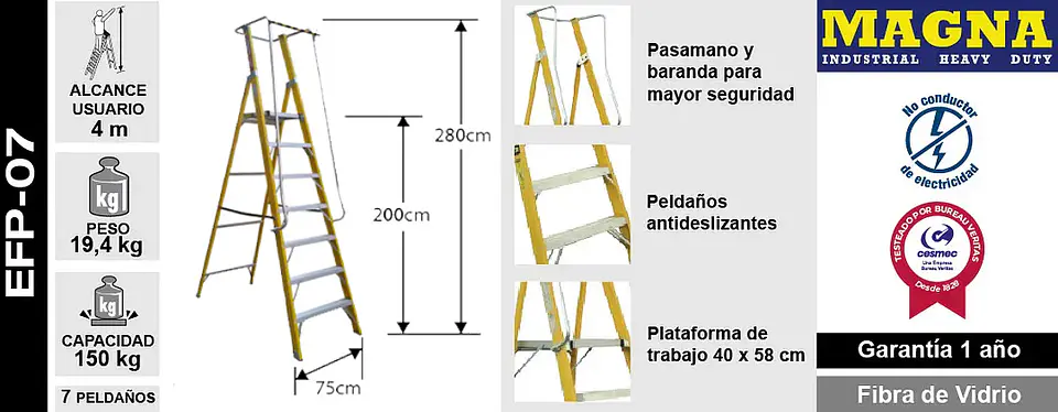 Esc. Fibra V. Plat. Con Baranda 7 Peld 4