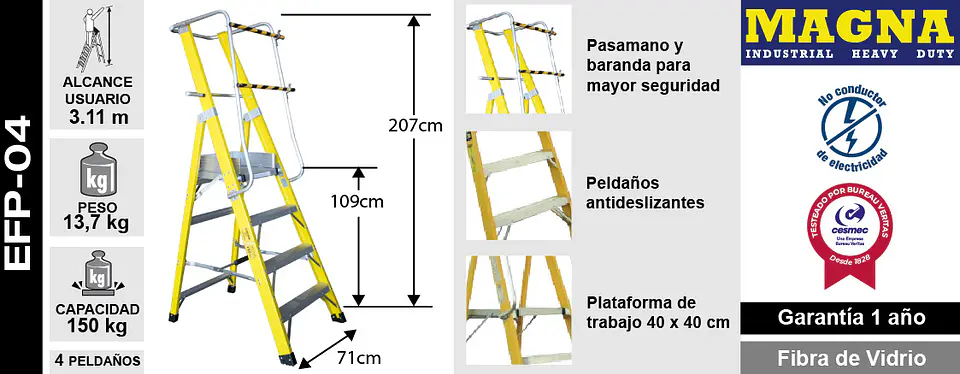 Esc. Fibra V. Plat. Con Baranda 4 Peld 3